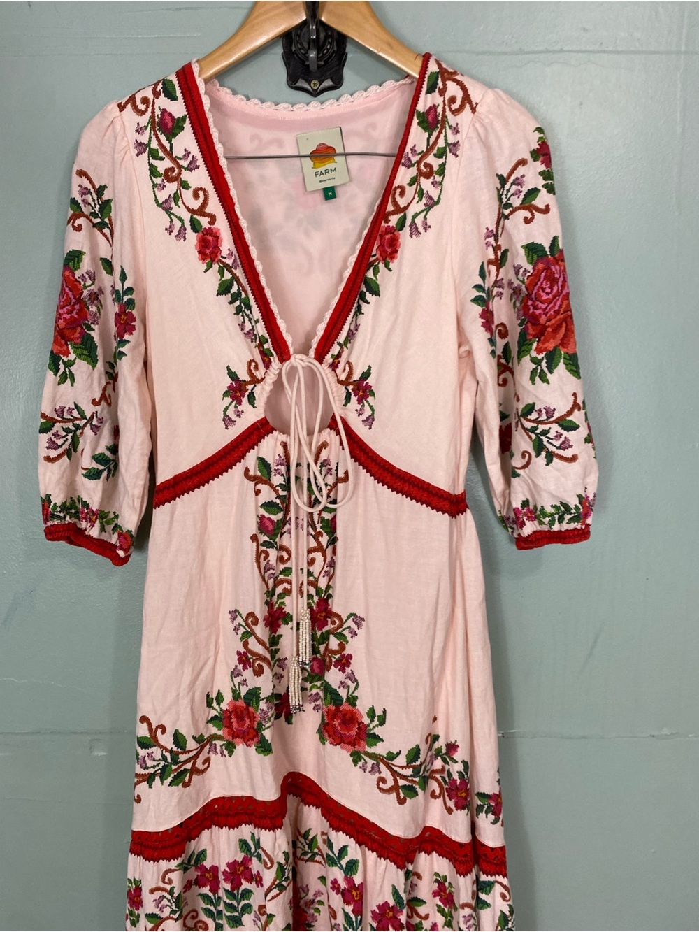Farm Rio Flower Tapestry Maxi Dress Pink Floral Sundress Medium - Picture 3 of 8